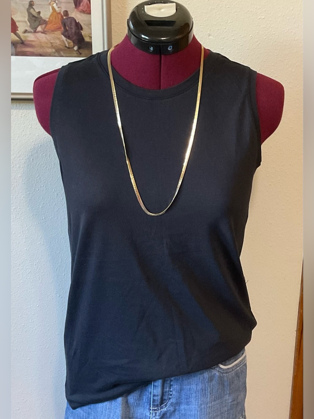 Landsend Classic Black Sleeveless Crewneck Top